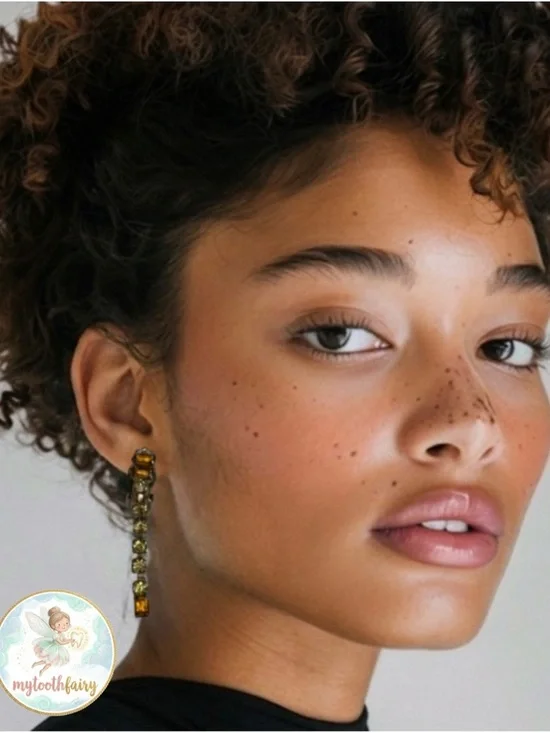 Vintage Amber & Clear crystal Rhinestone Clip-On Drop Earrings + Velvet Gift Bag - Picture 10 of 12